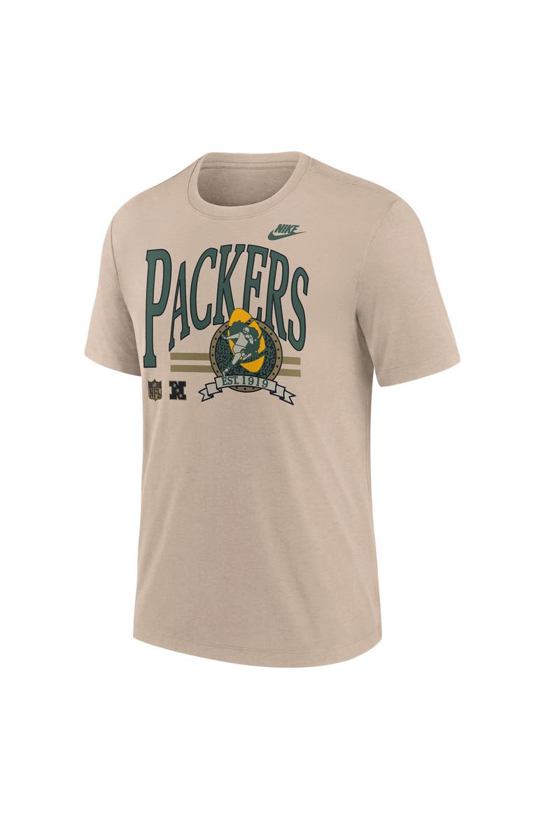 Men's Nike Sand Green Bay Packers Rewind Tri-Blend T-Shirt, Alternate, color, Sand