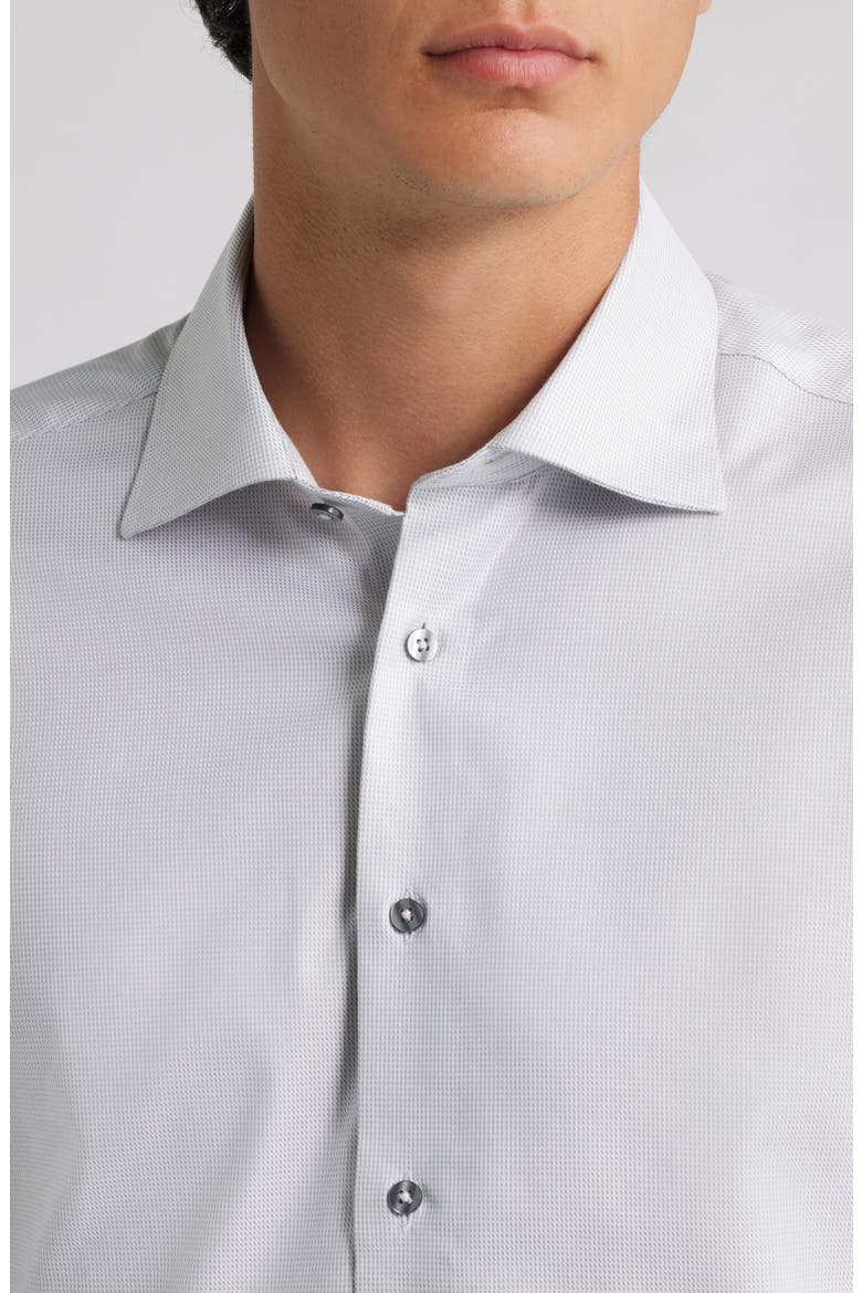 Slim Fit Structured Cotton Twill Dress Shirt, Alternate, color, SILVER GREY