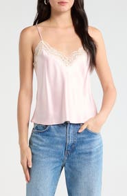 Reformation Teddy Lace Trim Silk Crop Camisole