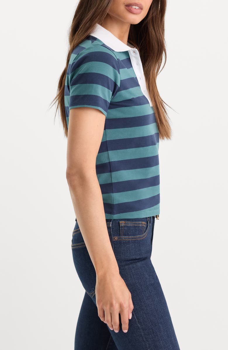 Good American The Easy Polo, Alternate, color, Summer Stripe Teal