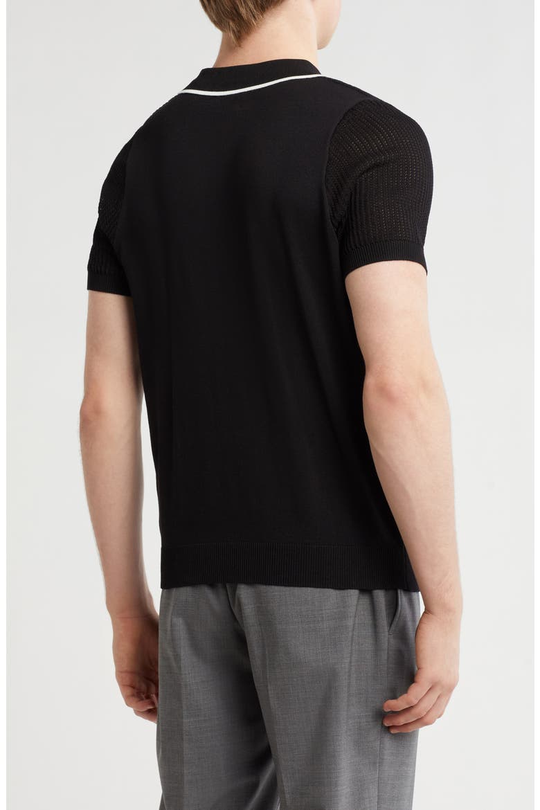 Johnny Collar Sweater Knit Polo, Alternate, color, BLACK
