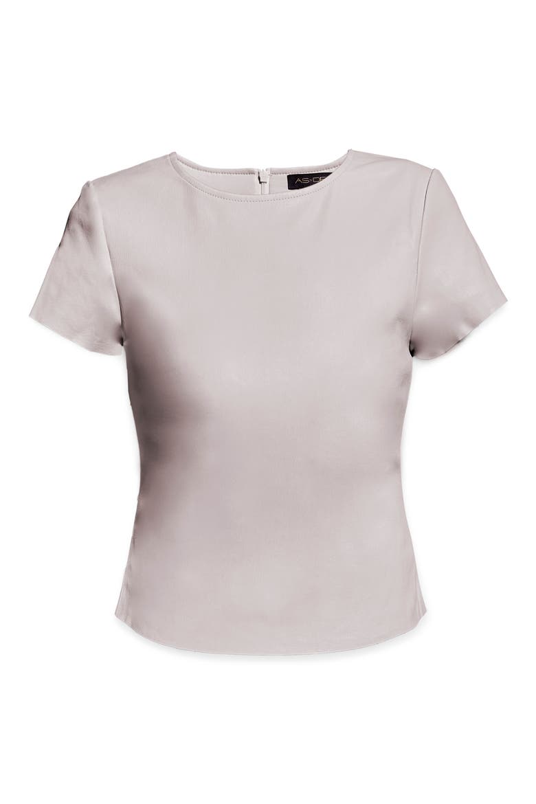 Brando Stretch Leather Tee, Alternate, color, BUTTERCREAM