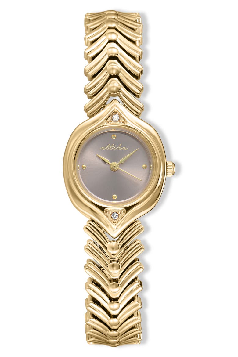 Round Case Chevron Strap Watch, Main, color, BLUSH