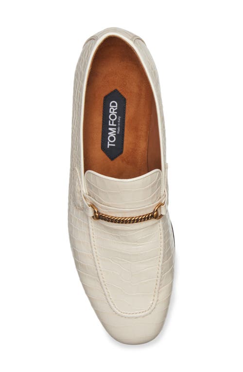 Tom Ford Gigi Chain Croc Embossed Loafer In Cream