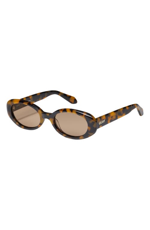 Quay Felt Cute 52mm Gradient Small Oval Sunglasses In Pebble Tort/tan