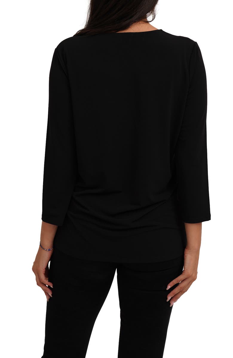 SUNNY LEIGH Solid V-Neck Top, Alternate, color, Black