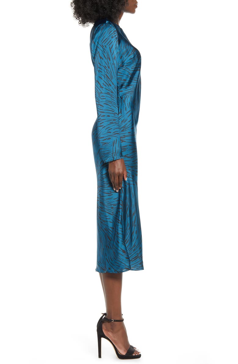 Leith Bias Cut Side Slit Satin Dress, Alternate, color,