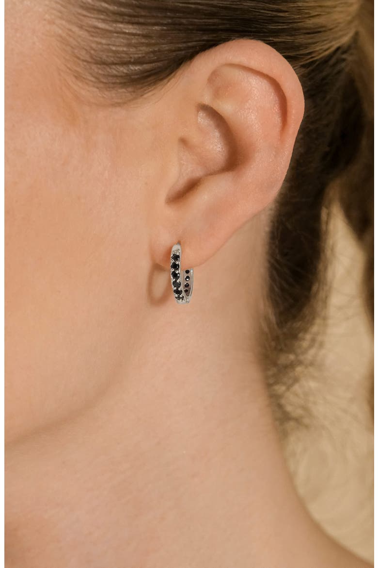Zadie CZ Everyday Hoop Earrings, Alternate, color, SILVER/BLACK
