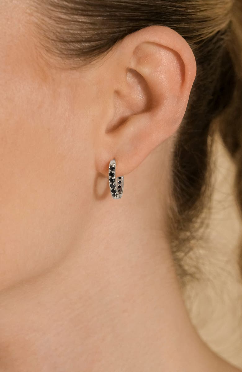 Sterling Forever Zadie CZ Everyday Hoop Earrings, Alternate, color, Silver/Black