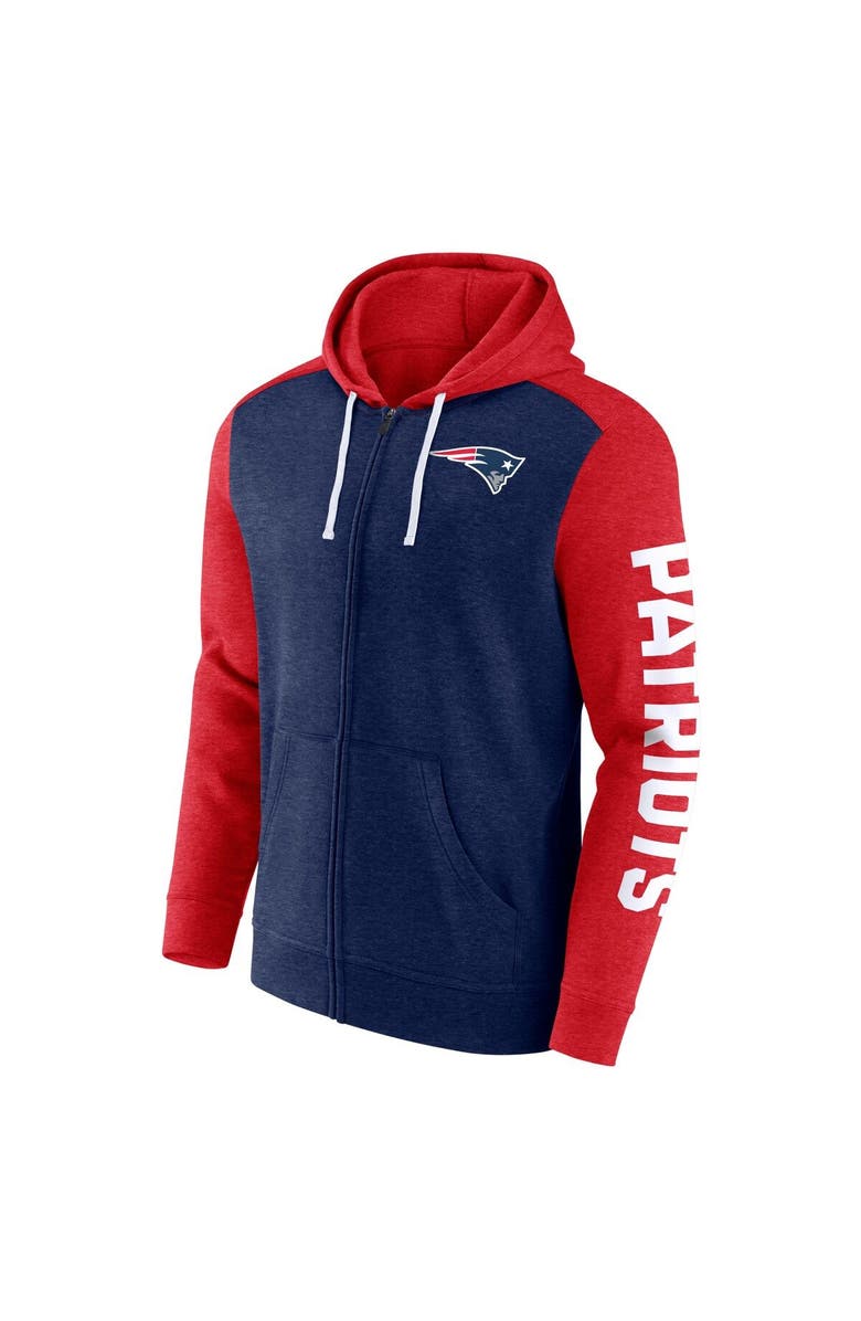 FANATICS Men's Fanatics Branded Heather Navy New England Patriots Down and Distance Full-Zip Hoodie, Alternate, color, 
