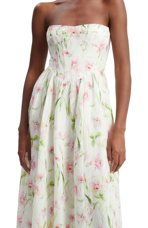 Shop Bardot Lola Floral Strapless Corset Dress In Summer White Floral