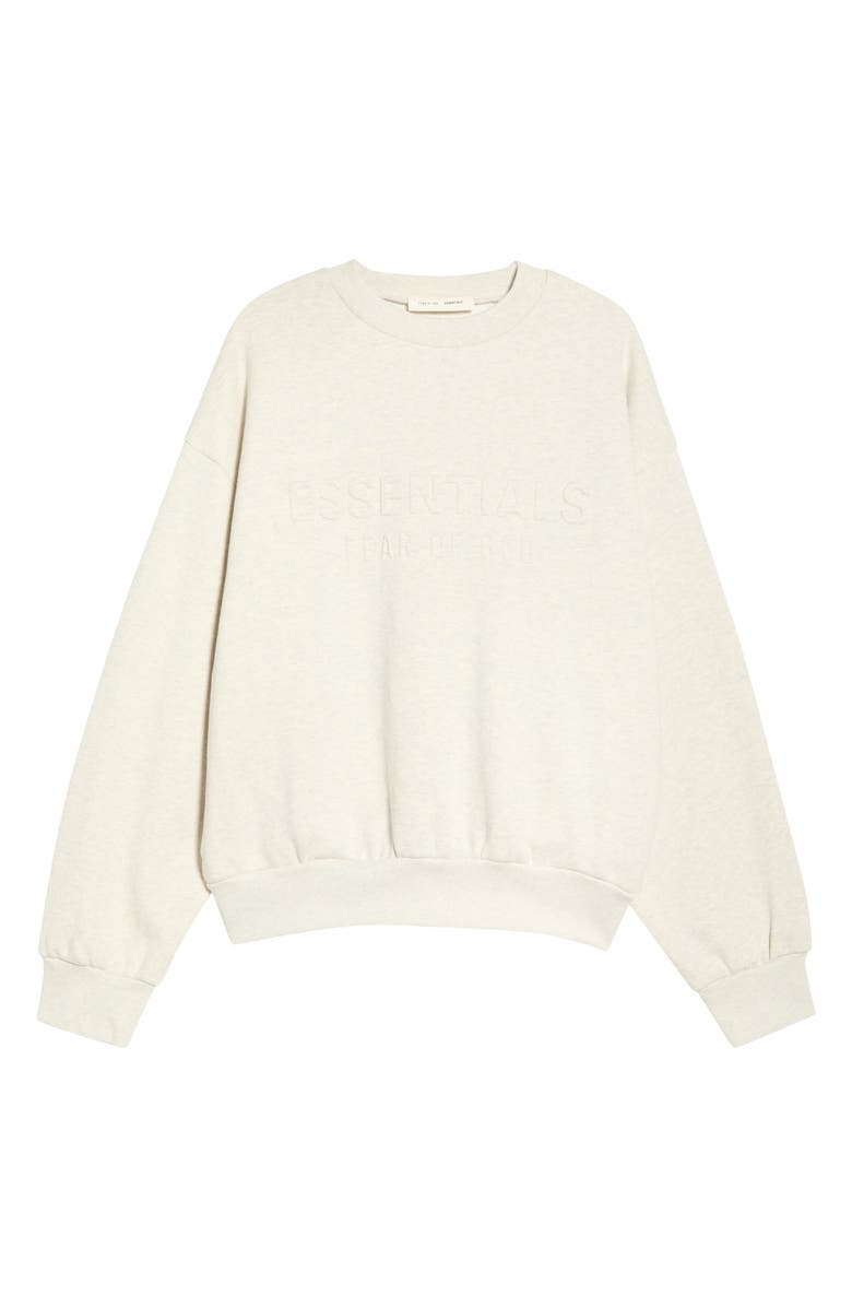 Fear of God Essentials Classic Fit Logo Crewneck Sweatshirt, Main, color, Oatmeal Heather