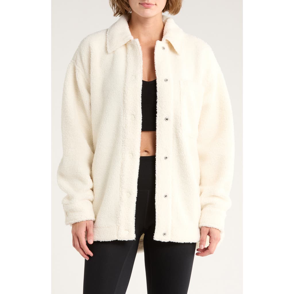 Z By Zella Chalet Bouclé Shirt Jacket In White