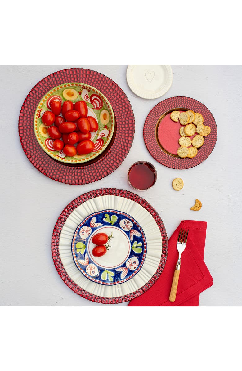 VIETRI Pelli Glass Red Salad Plate, Alternate, color, Red