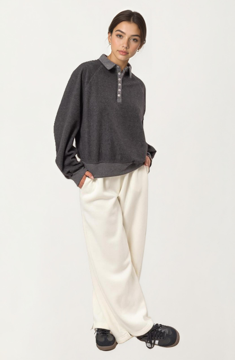 Knit and Lounge Long Sleeve Collared Pullover Sweater, Main, color, 