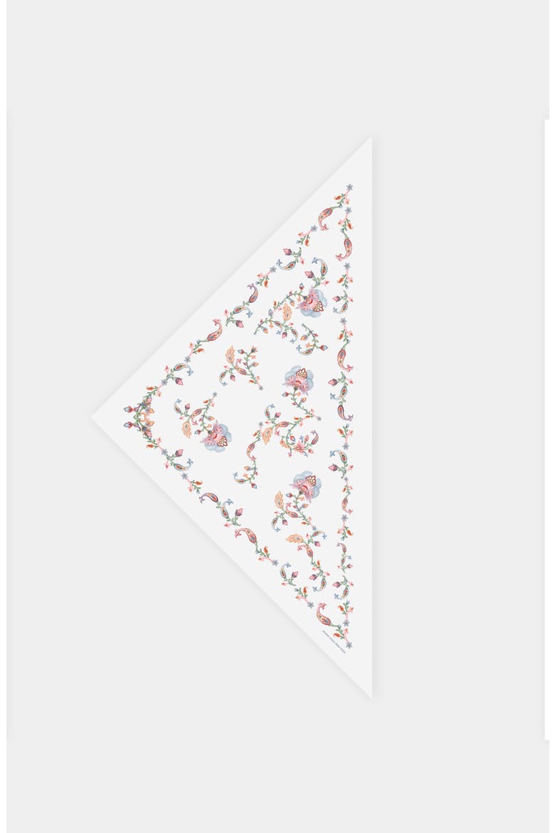 Dawn Garden Triangle Silk Scarf, Main, color, White