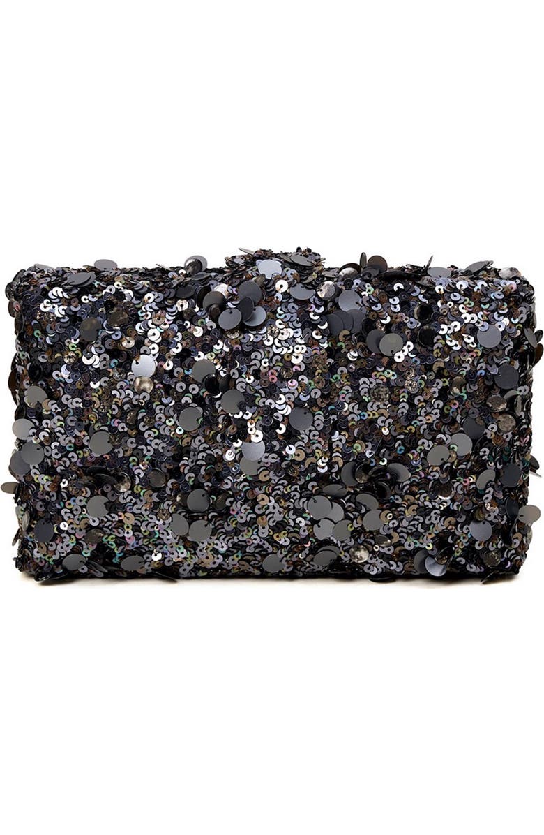 Simitri Metallic Kitsch Clutch, Main, color, Raven