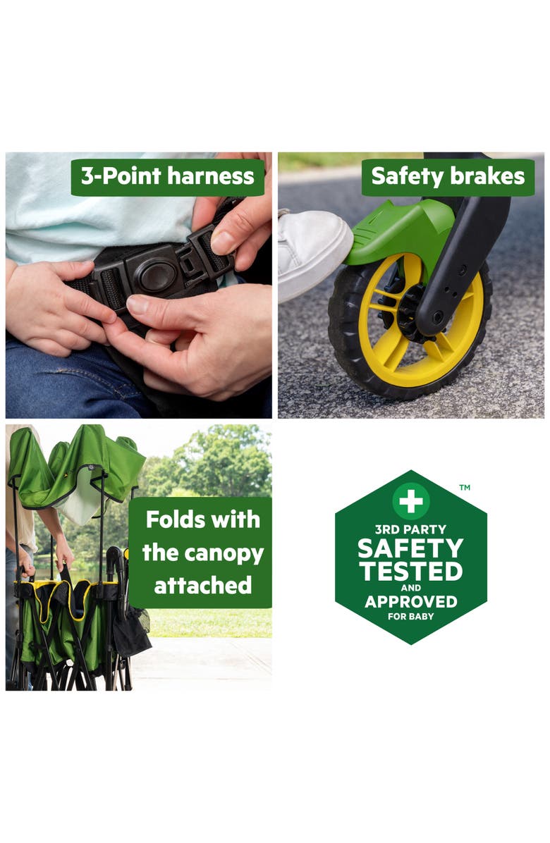 BRIGHT STARTS John Deere Pop 'N Ride Wagon with Sun Canopy, Alternate, color, Green