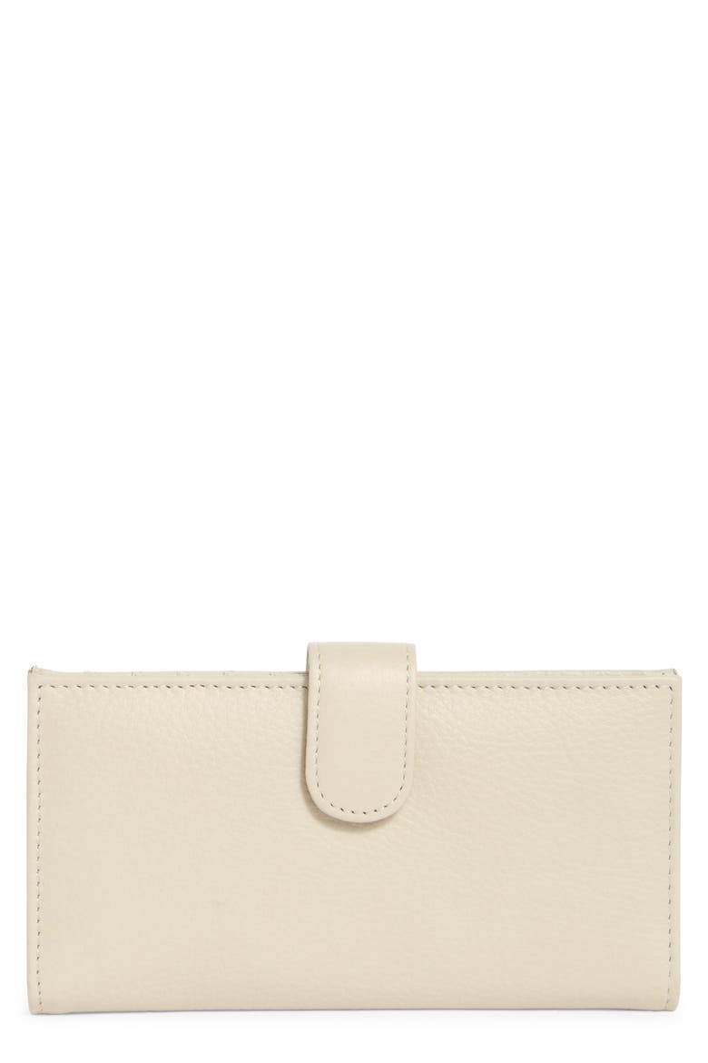 MUNDI Slim Leather Clutch Continental Wallet, Main, color, PARCHMENT