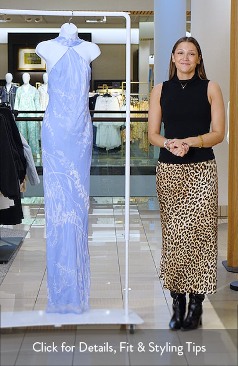 Ashton Halter Scarf Neck Column Gown, sales video thumbnail