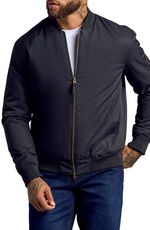 Water Resistant Cotton Blend Bomber Jacket