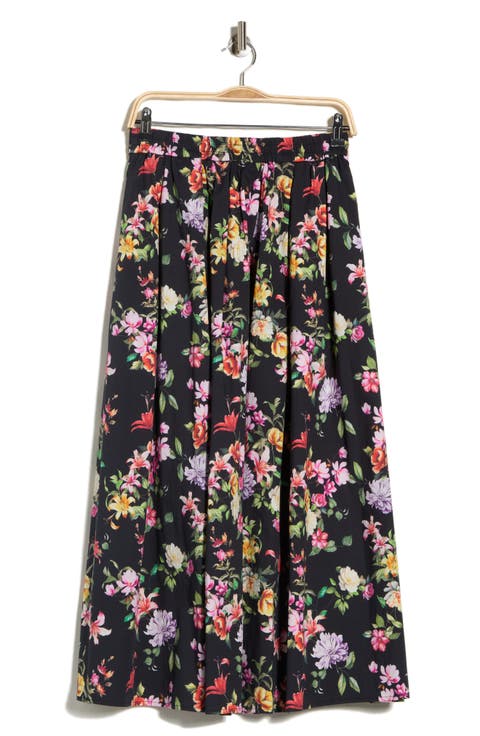 Floral Stretch Cotton Poplin Pull-On Skirt