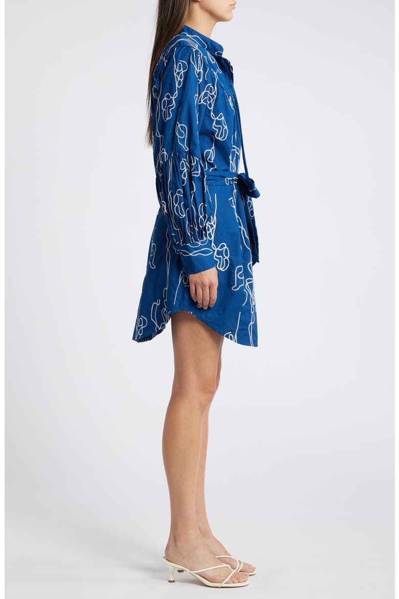 Amelie Embroidered Long Sleeve Shirtdress, Alternate, color, NAVY/ WHITE