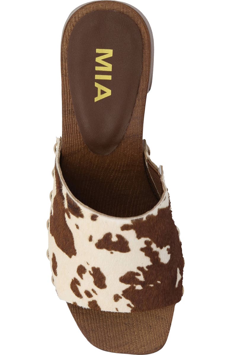MIA Emmerie Genuine Calf Hair Platform Slide Sandal, Alternate, color, Brown Cow