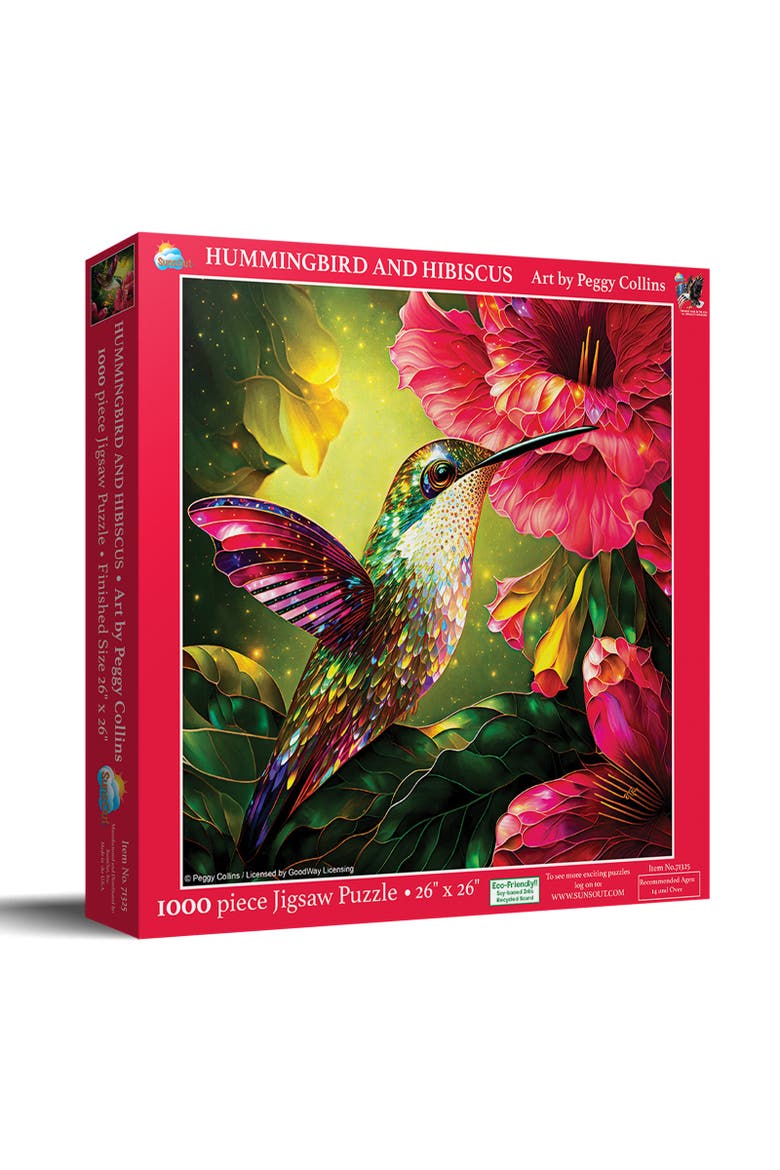 Hummingbird and Hibiscus 1000 piece Jigsaw Puzzle for Adults, Main, color, Multicolor