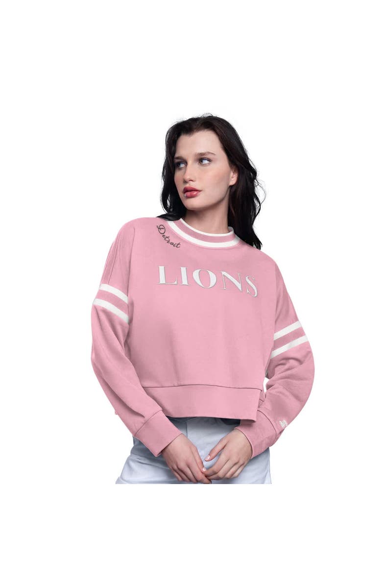 STARTER Women's Starter Pink Detroit Lions Power Play Cropped Pullover Sweatshirt, Main, color, Pink