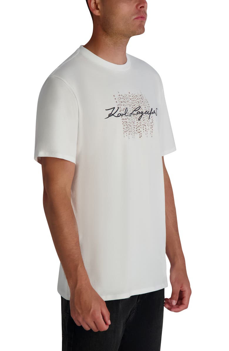 KARL LAGERFELD PARIS Printed Signature Graphic T-Shirt, Alternate, color, White