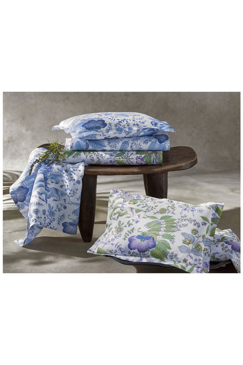 Pomegranate Linen Fitted Sheet, Alternate, color, PORCELAIN BLUE