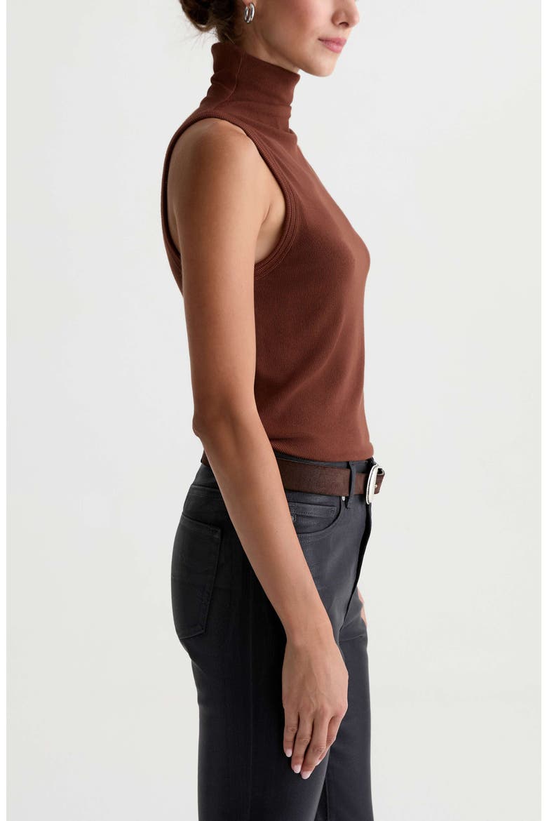 Faey Mock Neck Ribbed Tank, Alternate, color, CHESTNUT