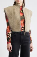 FARM Rio Faux Fur Crop Zip-Up Vest