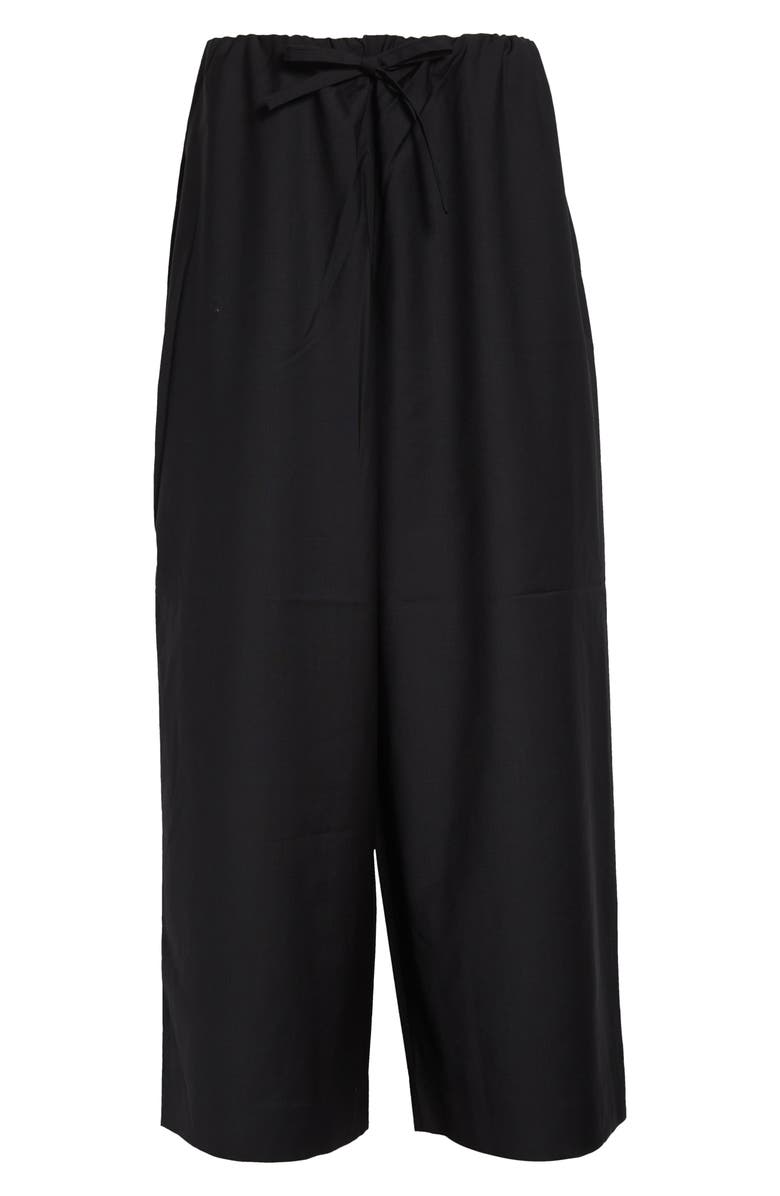 TOTEME Wide Leg Wool Drawstring Dinner Trousers, Main, color, Black