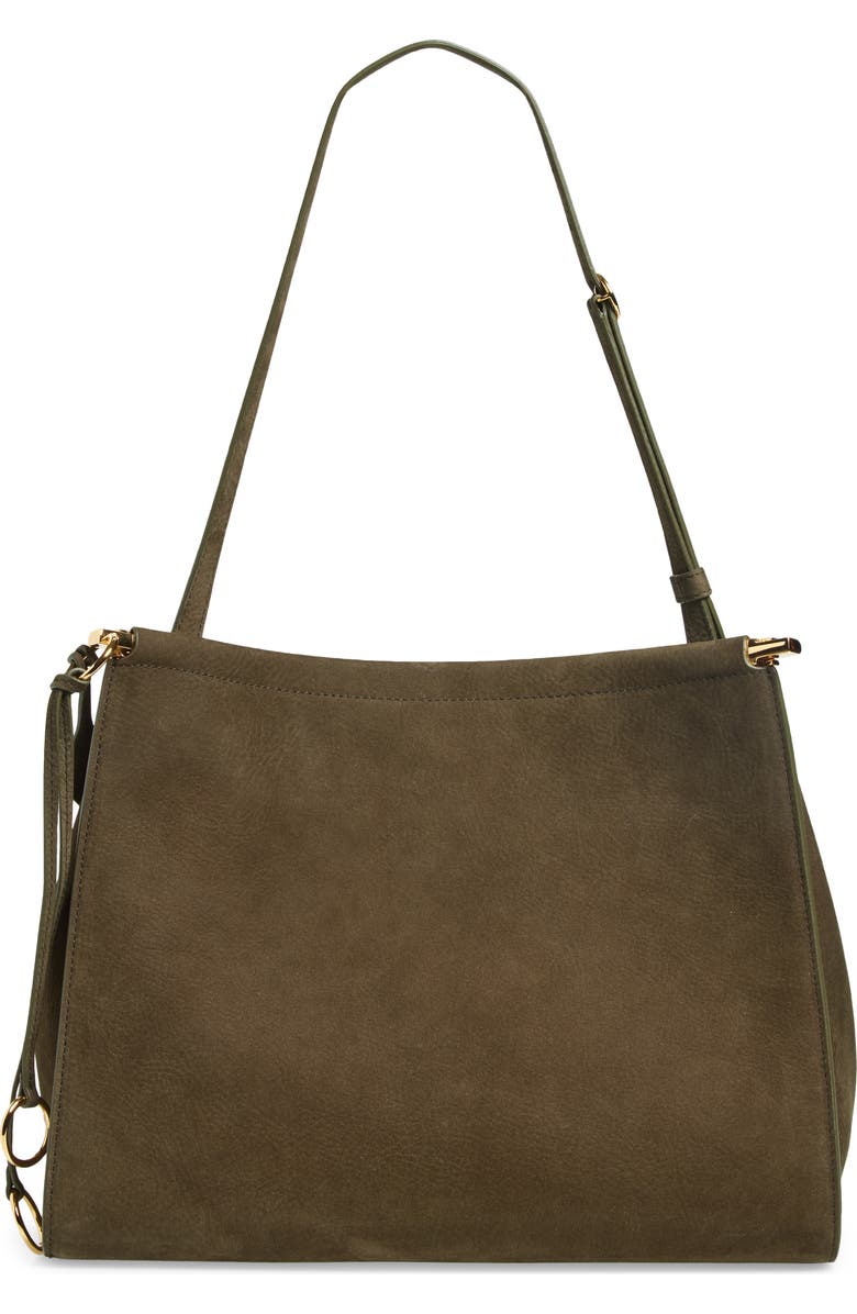 Alaïa Medium Le Click Suede Shoulder Bag, Alternate, color, Khaki