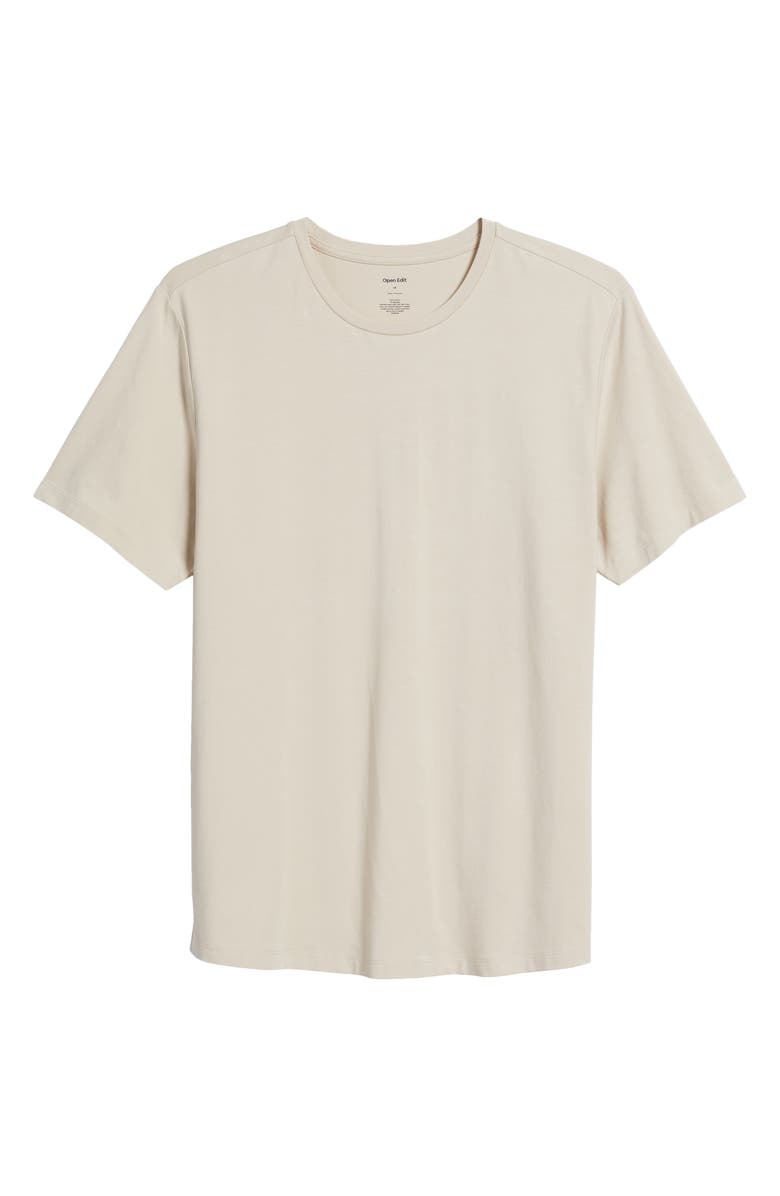Open Edit Crewneck Stretch Cotton T-Shirt, Alternate, color, Beige Birch
