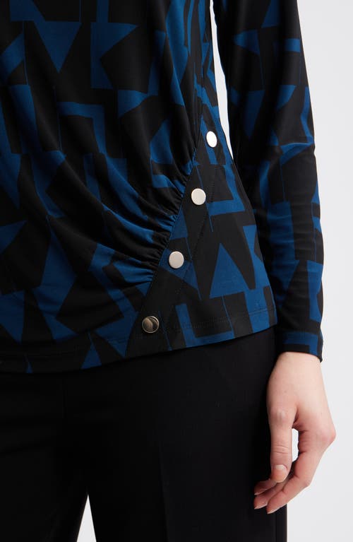 Ak Anne Klein Broken Geo Print Top In Black