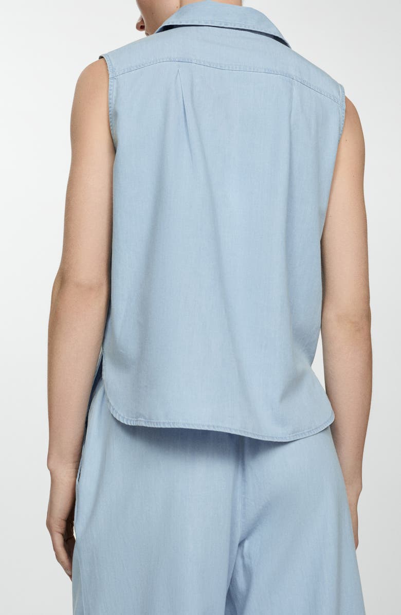 MANGO Sleeveless Chambray Button-Up Shirt, Alternate, color, 