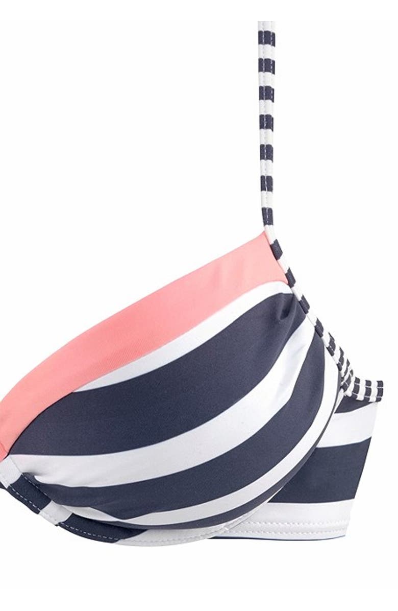 LASCANA Striped Push Up Bikini Top Size 36B, Alternate, color, Navy Striped