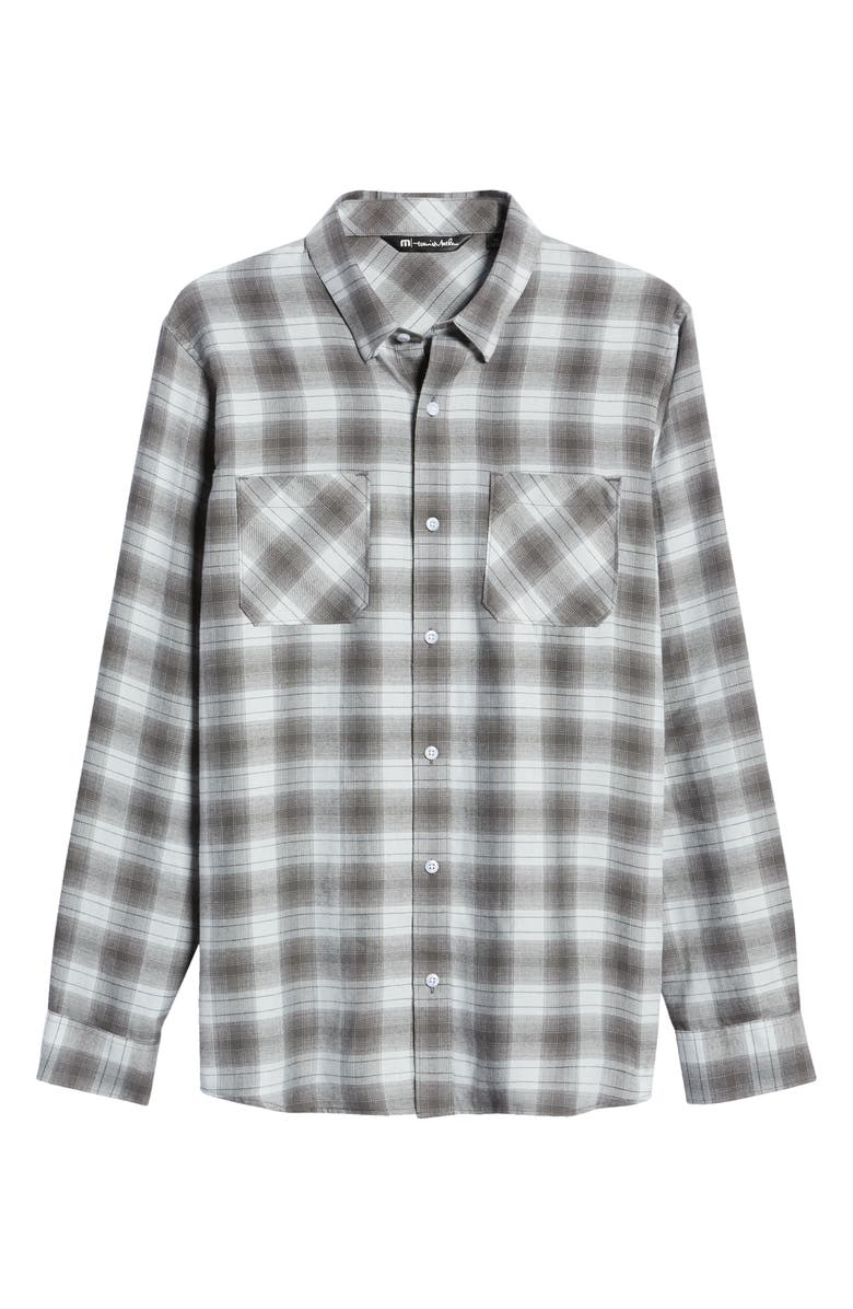 TravisMathew Give It a Try Plaid Button-Up Shirt, Alternate, color, Heather Grey