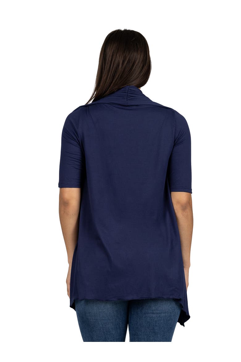 Loose Fit Open Front Cardigan with Half Sleeve, Alternate, color, Navy