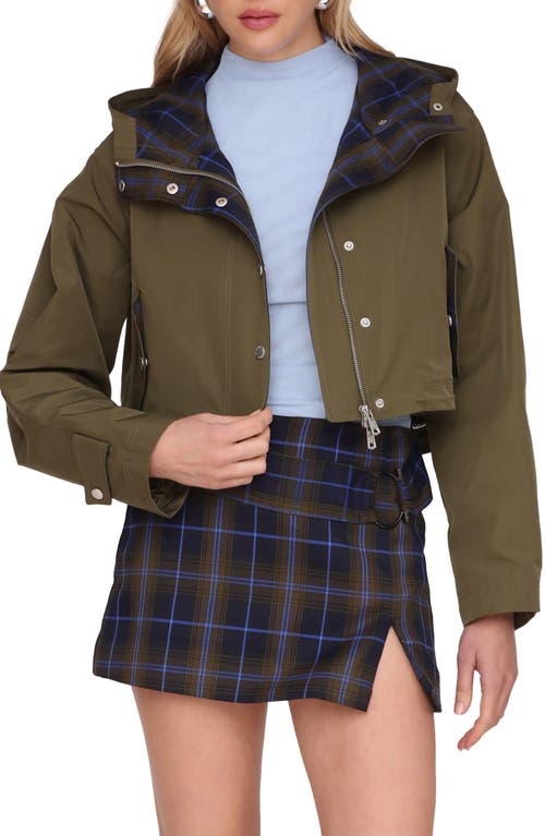 Avec Les Filles Oversize Hooded Crop Jacket In Green