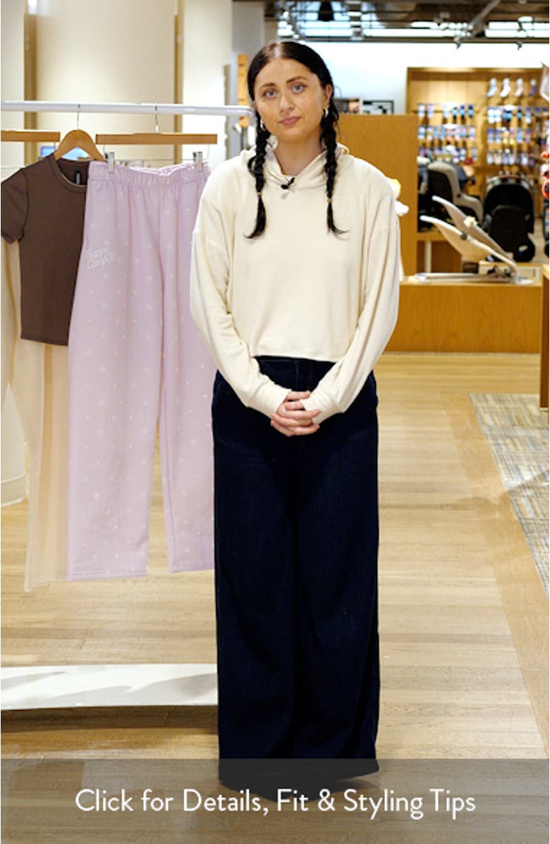 Buttercream Lily Lounge Crop Thermal Hoodie, sales video thumbnail