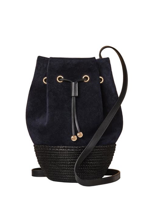 Suede and Sisal Drawstring Bucket Bag