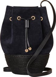 Cesta Collective Suede and Sisal Drawstring Bucket Bag