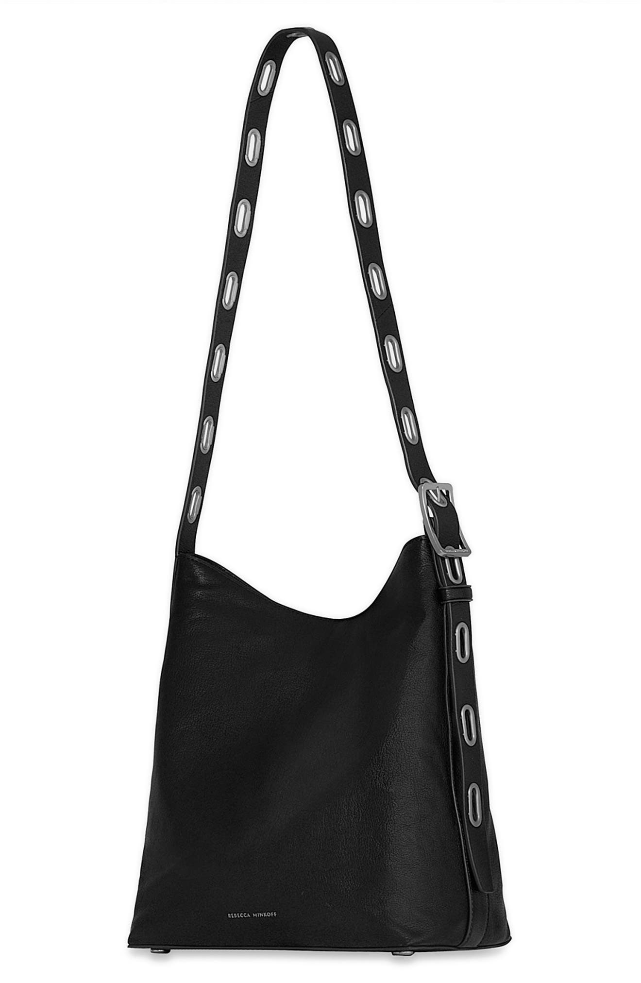 Rebecca Minkoff Crosby Leather Bucket Shoulder Bag, Alternate, color, Black