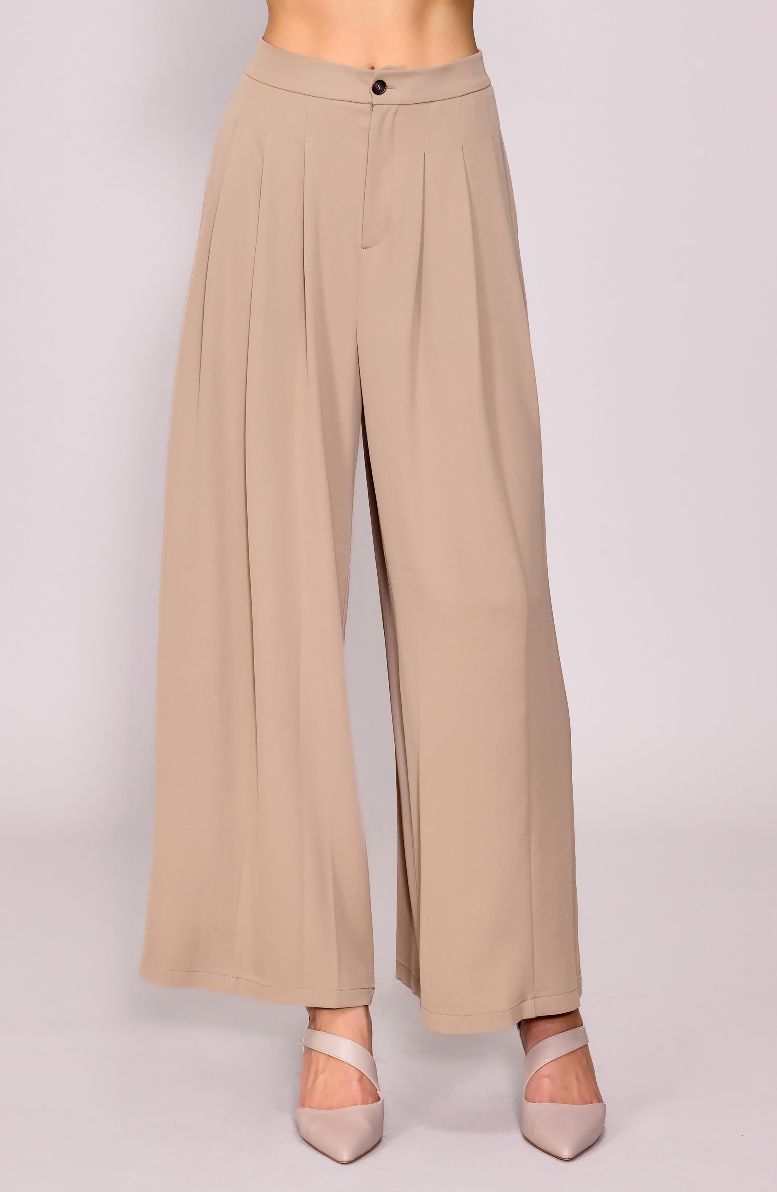 MELLODAY Pleated Crepe Wide Leg Pants
