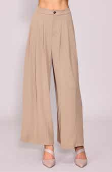 MELLODAY Pleated Crepe Wide Leg Pants