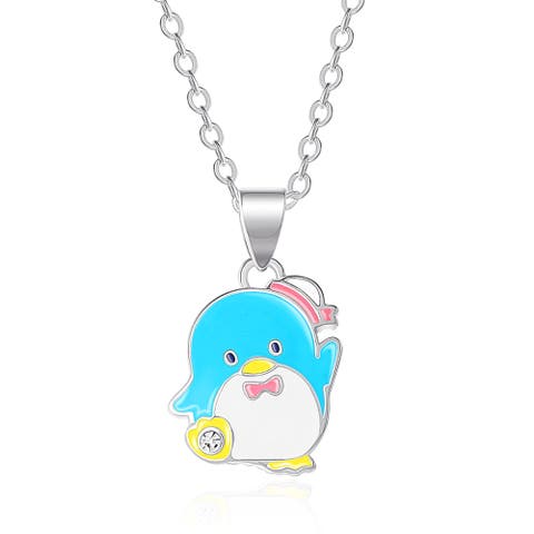 Silver Plated and Clear Crystal My Melody Pendant, 18'' Chain